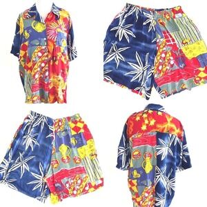 Surya | Womens Hawaiian Shirt Aloha Size M Medium Holiday Two Piece Pants Co-ord